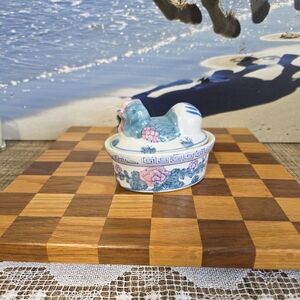 Floral Ceramic Art Bowl - Blue and White